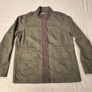 Wit & Wisdom Womens Utility Jacket Size Medium Crochet Trim 4 Pockets Zipper